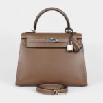 Hermes Kelly 25 Etoupe Tadelakt Palladium Hardware