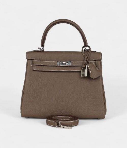 Hermes Kelly 25 Etoupe Togo Palladium Hardware