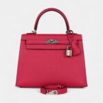 Hermes Kelly 25 Framboise Verso Epsom Palladium Hardware