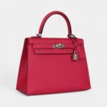 Hermes Kelly 25 Framboise Verso Epsom Palladium Hardware