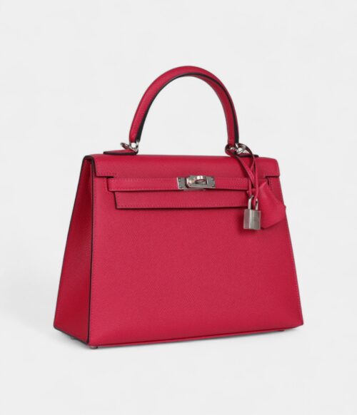 Hermes Kelly 25 Framboise Verso Epsom Palladium Hardware
