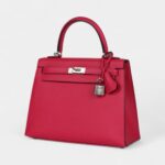 Hermes Kelly 25 Framboise Verso Epsom Palladium Hardware