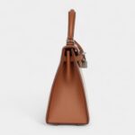Hermes Kelly 25 Gold Swift and Ecru Toile Palladium Hardware