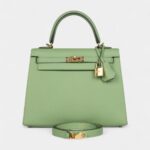 Hermes Kelly 25 Green Criquet Epsom Gold Hardware