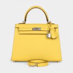 Hermes Kelly 25 Jaune De Naples Epsom Palladium Hardware
