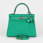 Hermes Kelly 25 Menthe Togo and Varanus Niloticus Lizard Touch Permabrass Hardware