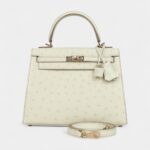 Hermes Kelly 25 Nata Verso Ostrich Permabrass Hardware
