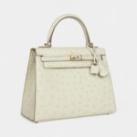 Hermes Kelly 25 Nata Verso Ostrich Permabrass Hardware