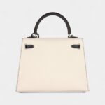 Hermes Kelly 25 Nata and Black Chevre Mysore Brushed Palladium Hardware