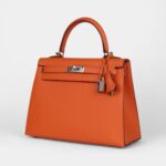 Hermes Kelly 25 Orange Epsom Palladium Hardware