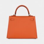 Hermes Kelly 25 Orange Epsom Palladium Hardware