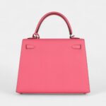 Hermes Kelly 25 Rose Azalee Epsom Palladium Hardware