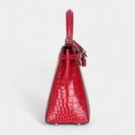 Hermes Kelly 25 Rose Extreme Shiny Alligator Palladium Hardware