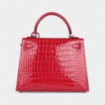 Hermes Kelly 25 Rose Extreme Shiny Alligator Palladium Hardware