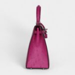 Hermes Kelly 25 Rose Purple Ostrich Palladium Hardware