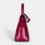 Hermes Kelly 25 Rose Purple Shiny Niloticus Crocodile Palladium Hardware