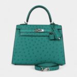 Hermes Kelly 25 Verone Ostrich Palladium Hardware