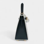 Hermes Kelly 25 White and Vert Cypress Epsom Brushed Gold Hardware