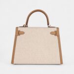 Hermes Kelly 28 Biscuit Toile H Canvas and Swift Palladium Hardware