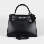 Hermes Kelly 28 Black Box Palladium Hardware