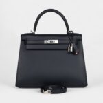 Hermes Kelly 28 Bleu Obscur Verso Sombrero Palladium Hardware
