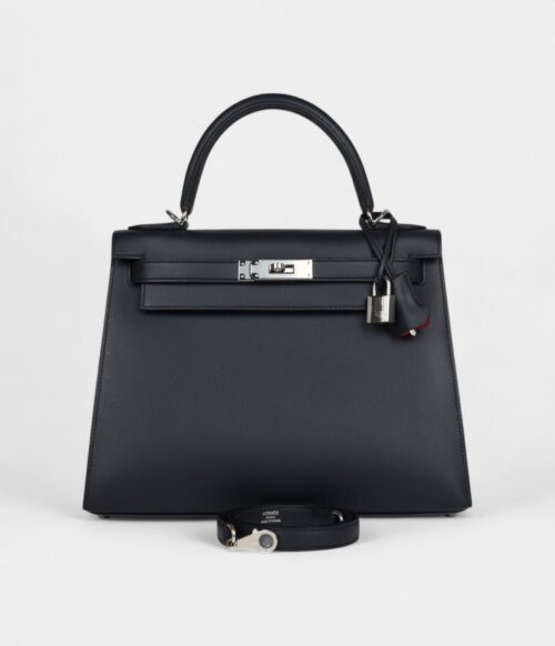 Hermes Kelly 28 Bleu Obscur Verso Sombrero Palladium Hardware