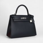 Hermes Kelly 28 Bleu Obscur Verso Sombrero Palladium Hardware
