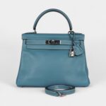 Hermes Kelly 28 Blue Jean Gulliver Palladium Hardware