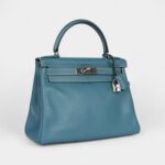 Hermes Kelly 28 Blue Jean Gulliver Palladium Hardware
