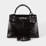 Hermes Kelly 28 Cocoan Shiny Niloticus Crocodile Palladium Hardware