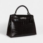 Hermes Kelly 28 Cocoan Shiny Niloticus Crocodile Palladium Hardware