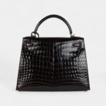 Hermes Kelly 28 Cocoan Shiny Niloticus Crocodile Palladium Hardware