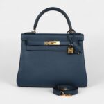 Hermes Kelly 28 Deep Bleu Evercolor Gold Hardware