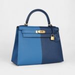 Hermes Kelly 28 Deep Blue Coat and Mykonos Epsom Gold Hardware