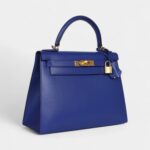 Hermes Kelly 28 Electric Blue Tadelakt Gold Hardware