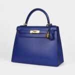 Hermes Kelly 28 Electric Blue Tadelakt Gold Hardware