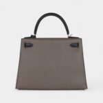 Hermes Kelly 28 Etain and Black Epsom Brushed Palladium Hardware