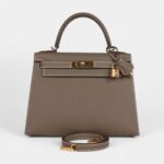 Hermes Kelly 28 Etoupe Epsom Gold Hardware