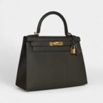 Hermes Kelly 28 Green Grey Epsom Gold Hardware