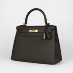 Hermes Kelly 28 Green Grey Epsom Gold Hardware