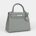 Hermes Kelly 28 Grey Seagull Togo Palladium Hardware