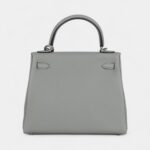Hermes Kelly 28 Grey Seagull Togo Palladium Hardware