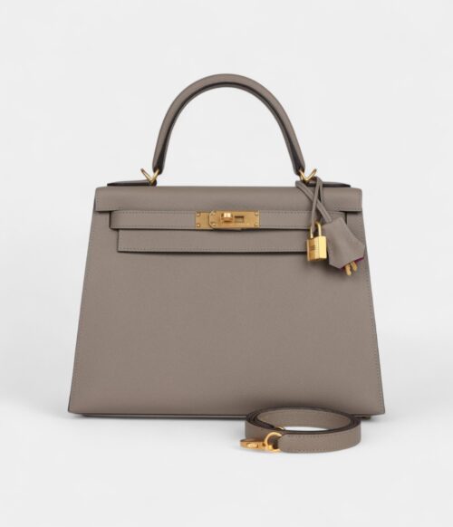 Hermes Kelly 28 Gris Asphalte Verso Epsom Brushed Gold Hardware