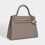Hermes Kelly 28 Gris Asphalte Verso Epsom Brushed Gold Hardware