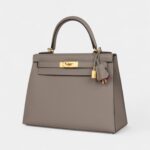 Hermes Kelly 28 Gris Asphalte Verso Epsom Brushed Gold Hardware