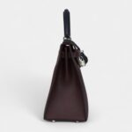 Hermes Kelly 28 Indigo Blue and Red Sellier Epsom Coat Palladium Hardware