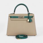 Hermes Kelly 28 Malachite and Trench Epsom Permabrass Hardware