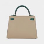 Hermes Kelly 28 Malachite and Trench Epsom Permabrass Hardware