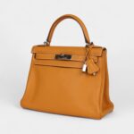 Hermes Kelly 28 Mustard Clemence Palladium Hardware