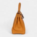 Hermes Kelly 28 Mustard Clemence Palladium Hardware